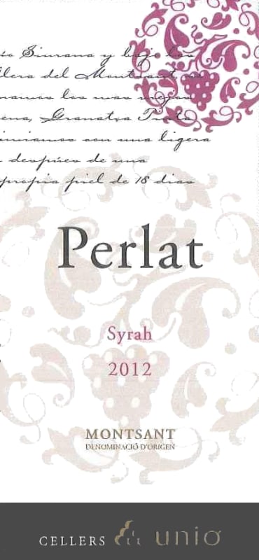 Cellers Unio Perlat Syrah 2012 Front Label
