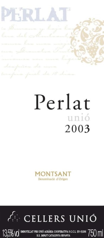 Cellers Unio Perlat Syrah 2003 Front Label
