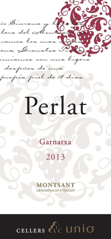 Cellers Unio Perlat Garnacha 2013 Front Label