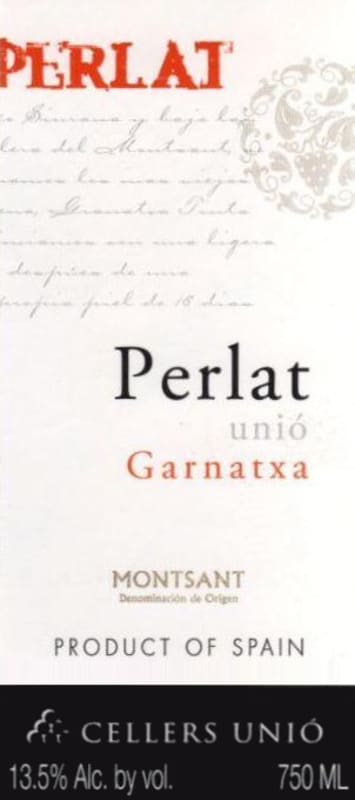 Cellers Unio Perlat Garnacha 2006 Front Label