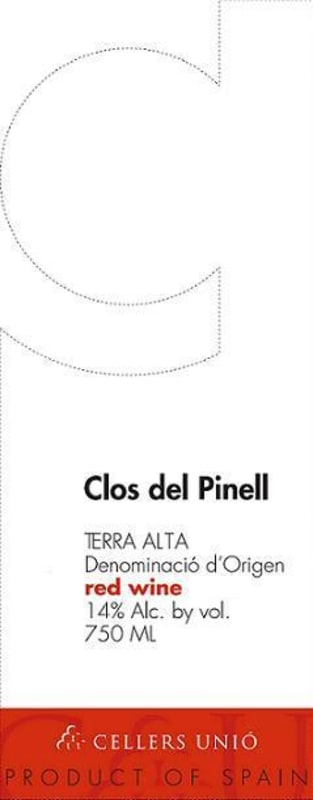 Cellers Unio Clos del Pinell Negre 2015 Front Label