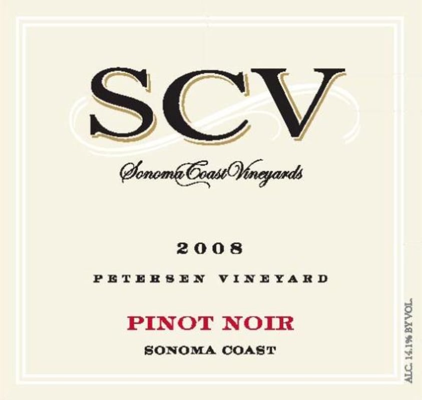 Sonoma Coast Vineyards Petersen Vineyard Pinot Noir 2008 Front Label