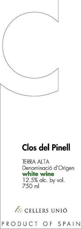 Cellers Unio Clos del Pinell Blanco 2012 Front Label