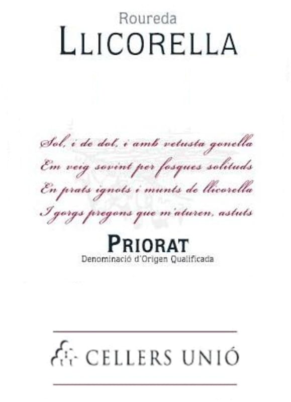 Cellers Unio Roureda Llicorella 2010 Front Label