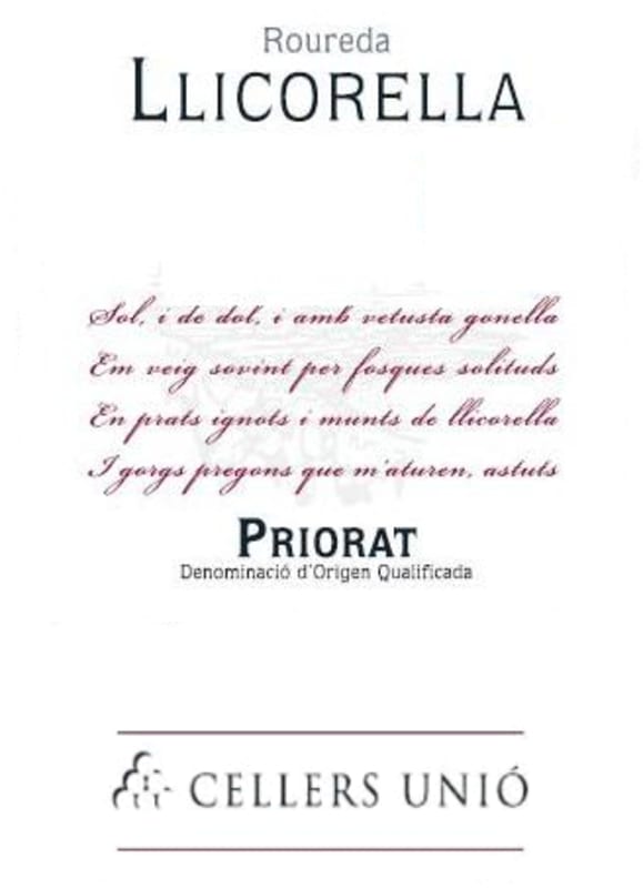 Cellers Unio Roureda Llicorella 2007 Front Label