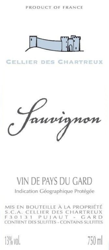 Cellier des Chartreux Sauvignon 2013 Front Label