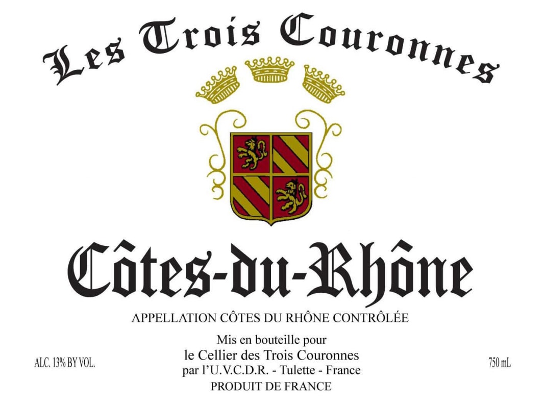 Cellier des Dauphins Les Trois Couronnes Cotes-du-Rhone 2013 Front Label
