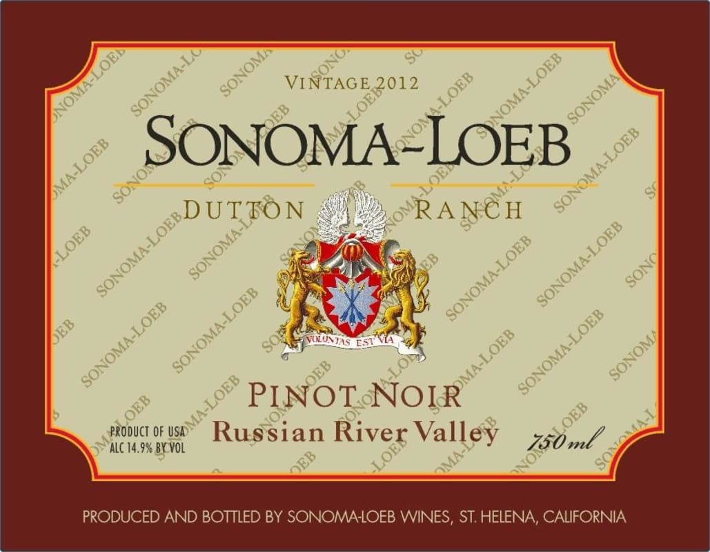 Sonoma-Loeb Dutton Ranch Pinot Noir 2012 Front Label