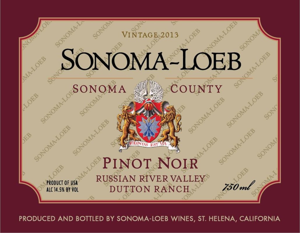 Sonoma-Loeb Dutton Ranch Pinot Noir 2013 Front Label