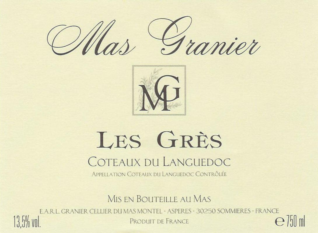 Cellier du Mas Montel - Granier Coteaux du Languedoc Les Gres 2003 Front Label