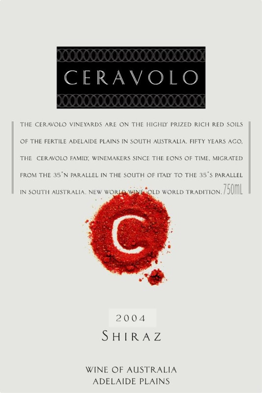 Ceravolo Shiraz 2004 Front Label