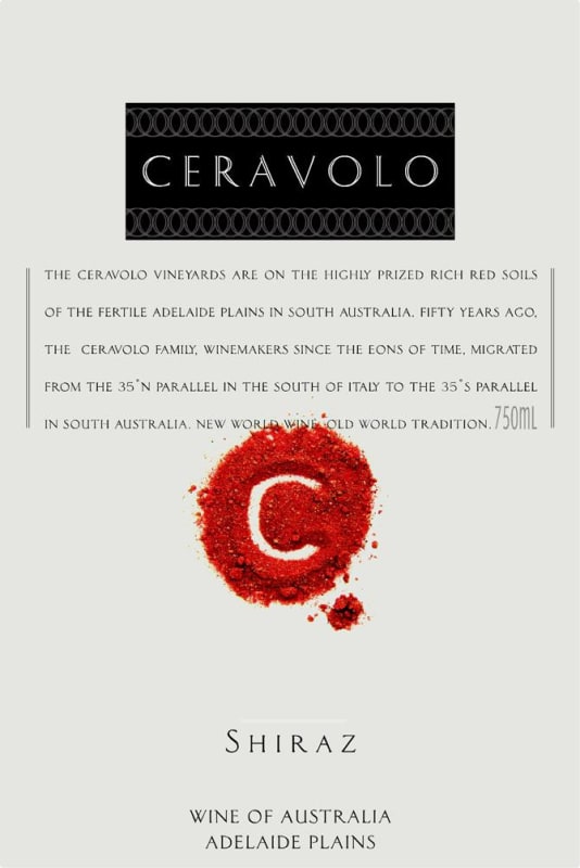 Ceravolo Shiraz 2010 Front Label