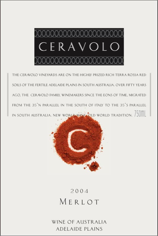 Ceravolo Merlot 2004 Front Label