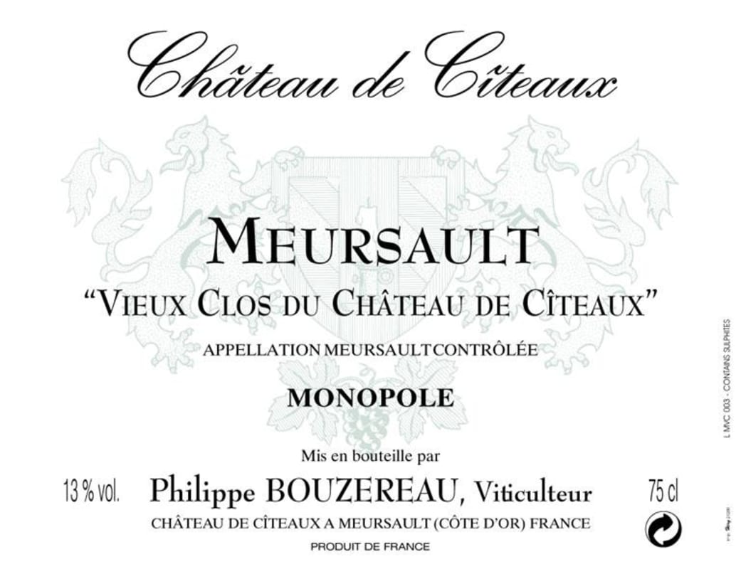 Philippe Bouzereau - Chateau de Citeaux Meursault Vieux Clos Du Chateau de Citeaux Monopole 2013 Front Label