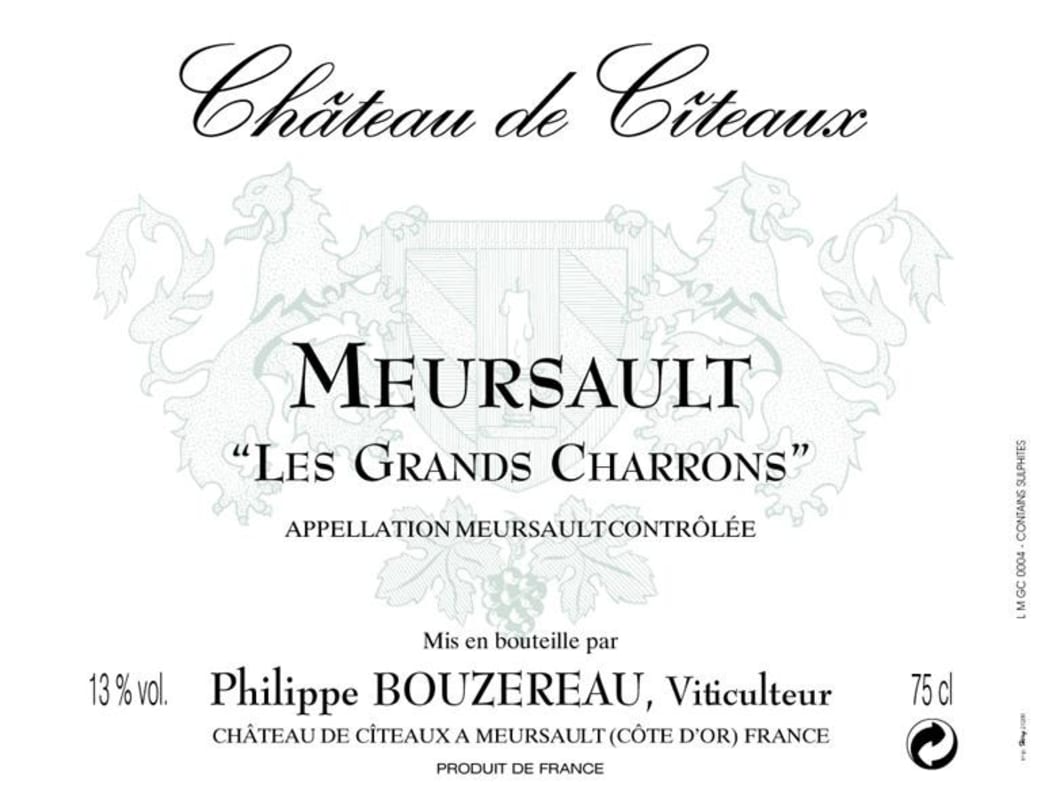 Philippe Bouzereau - Chateau de Citeaux Meursault Les Grands Charrons 2012 Front Label