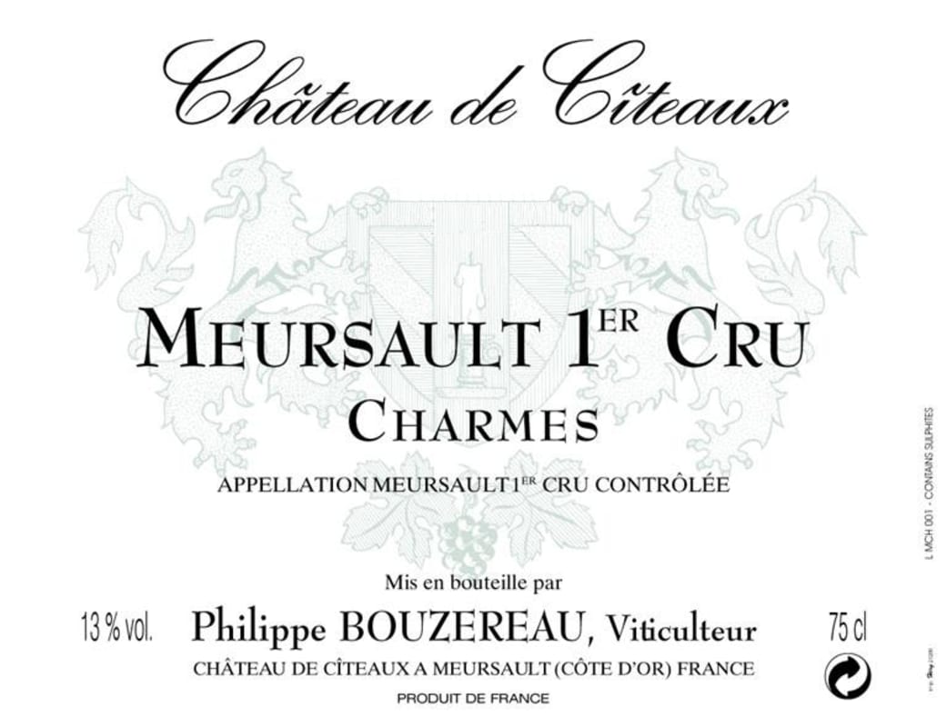 Philippe Bouzereau - Chateau de Citeaux Meursault Charmes Premier Cru 2013 Front Label