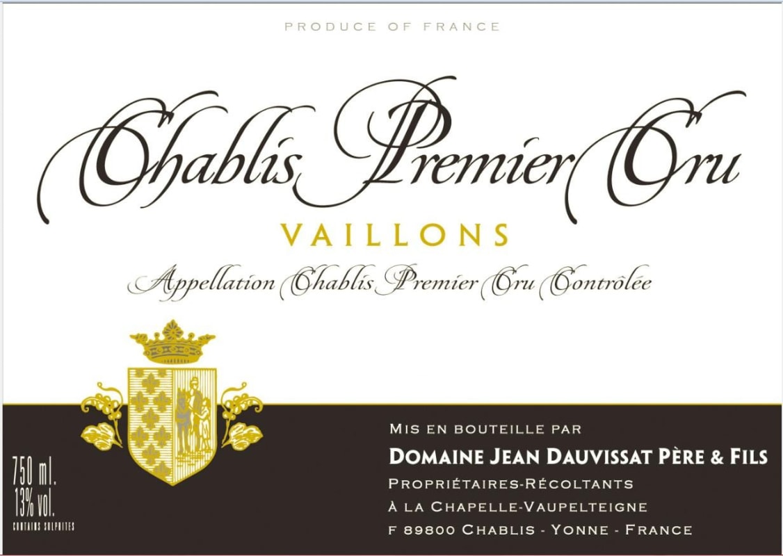 Chablis Dauvissat Chablis Premier Cru Vaillons 2014 Front Label