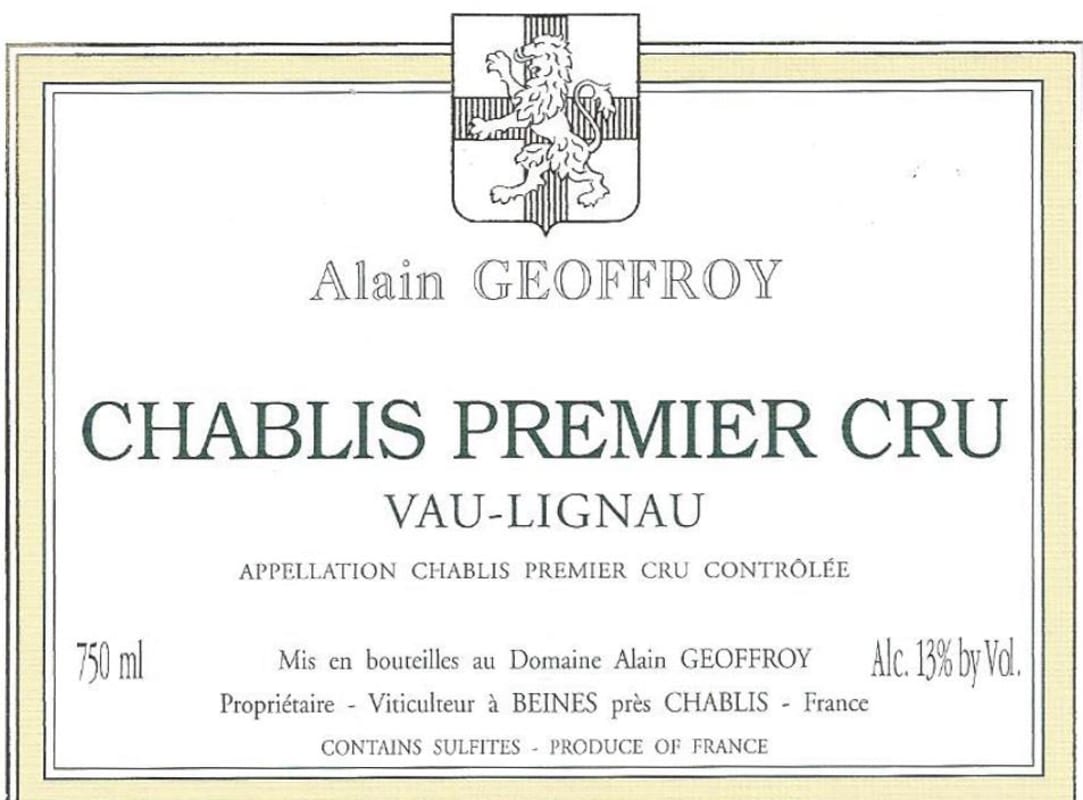 Domaine Geoffroy Chablis Vau-Ligneau Premier Cru 2014 Front Label