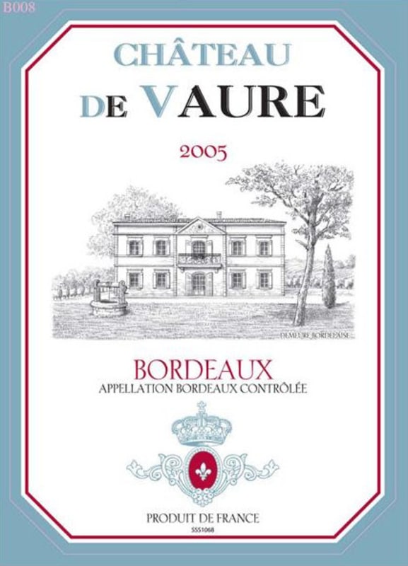 Chais de Vaure Bordeaux 2005 Front Label