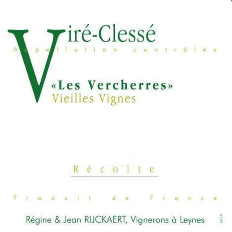 Maison Rijckaert Maconnais Vire-Clesse Les Vercherres Vieilles Vignes 2009 Front Label