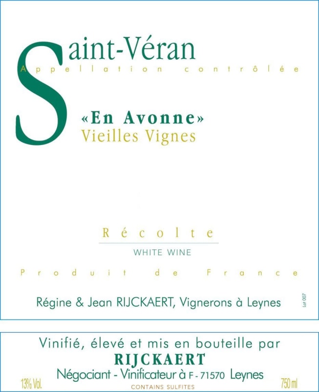 Maison Rijckaert Saint-Veran En Avonne Vieilles Vignes 2014 Front Label