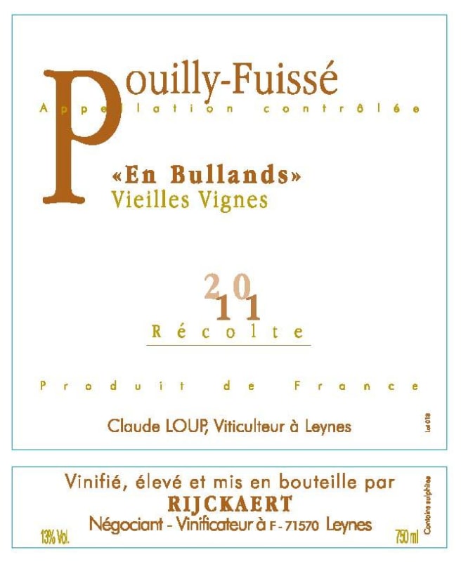 Maison Rijckaert Pouilly-Fuisse En Buland Vieilles Vignes 2011 Front Label