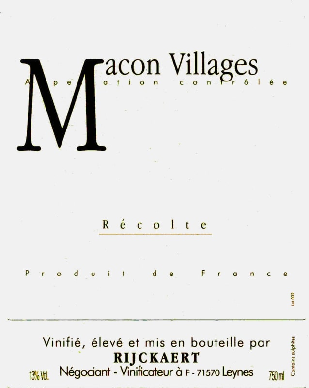 Maison Rijckaert Macon Villages 2006 Front Label