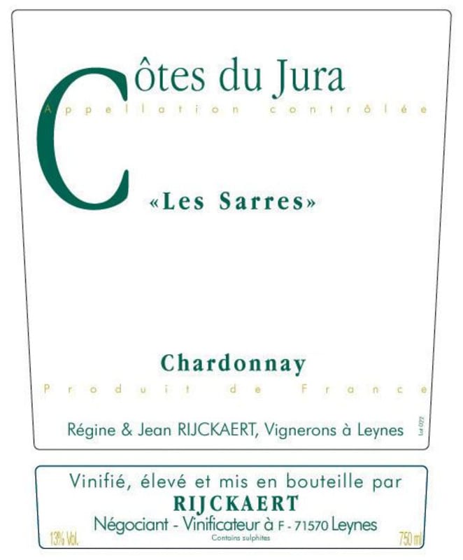 Maison Rijckaert Cotes du Jura Les Sarres Chardonnay 2009 Front Label
