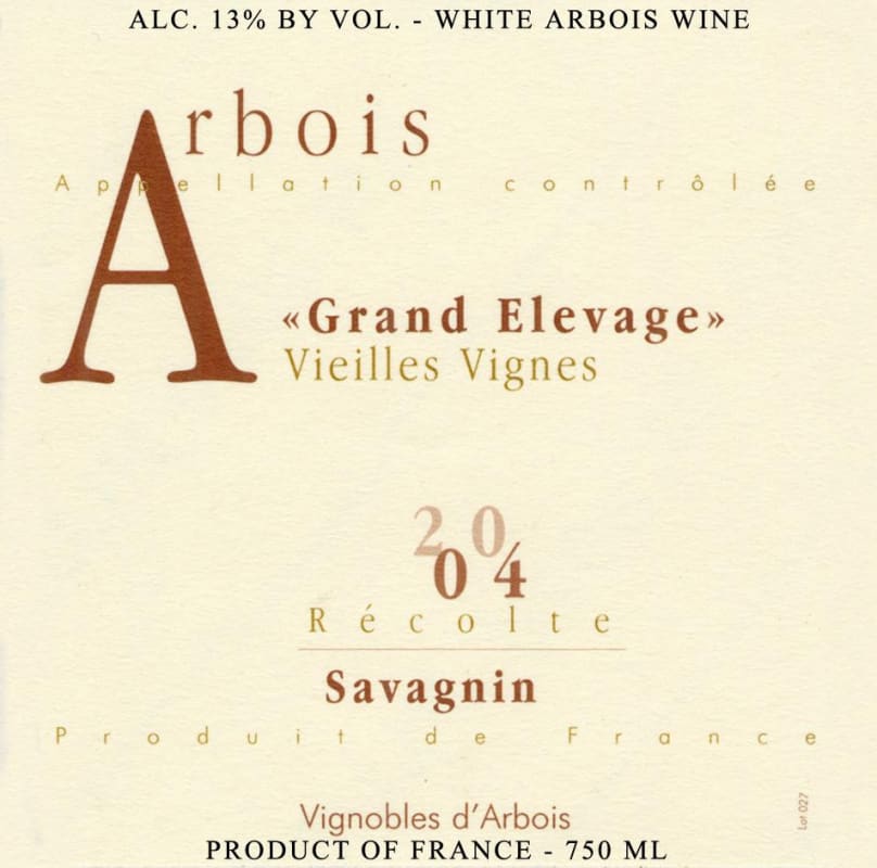 Maison Rijckaert Jura Arbois Grand Elevage Vieilles Vignes Savagnin 2004 Front Label