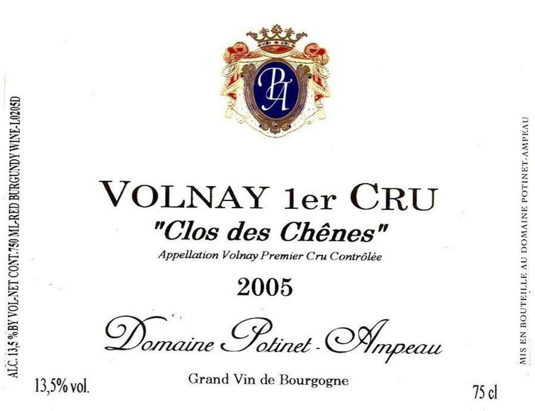 Domaine Potinet-Ampeau Volnay Clos des Chenes Premier Cru 2005 Front Label