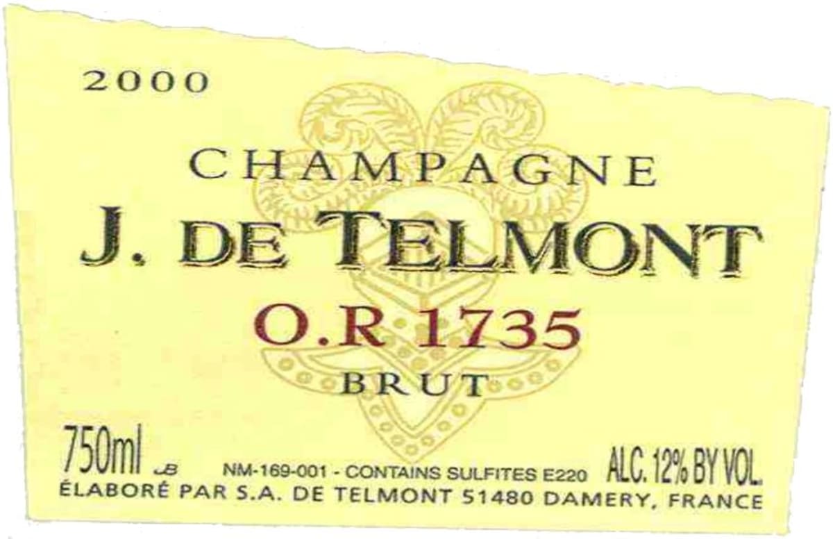 Champagne Telmont O. R 1735 Grand Cru Brut 2000 Front Label
