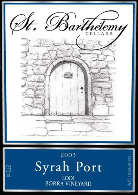St. Barthelemy Cellars Syrah Port 2003 Front Label