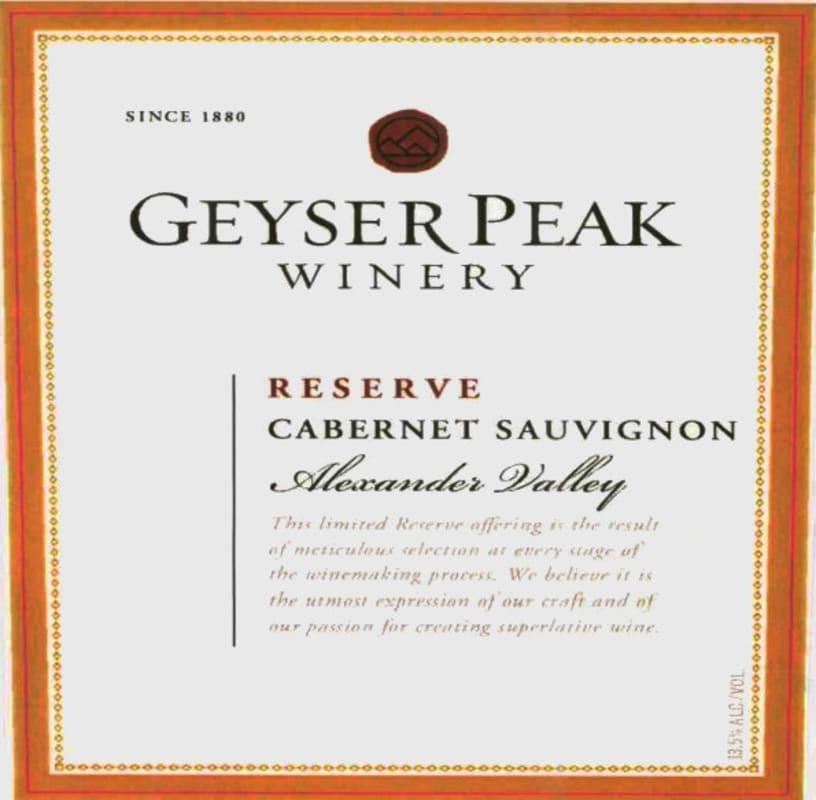 Geyser Peak Alexander Valley Reserve Cabernet Sauvignon 2006 Front Label