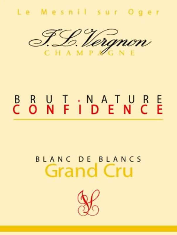 Champagne J.L. Vergnon Confidence Brut Nature Millesime Blanc de Blancs 2007 Front Label