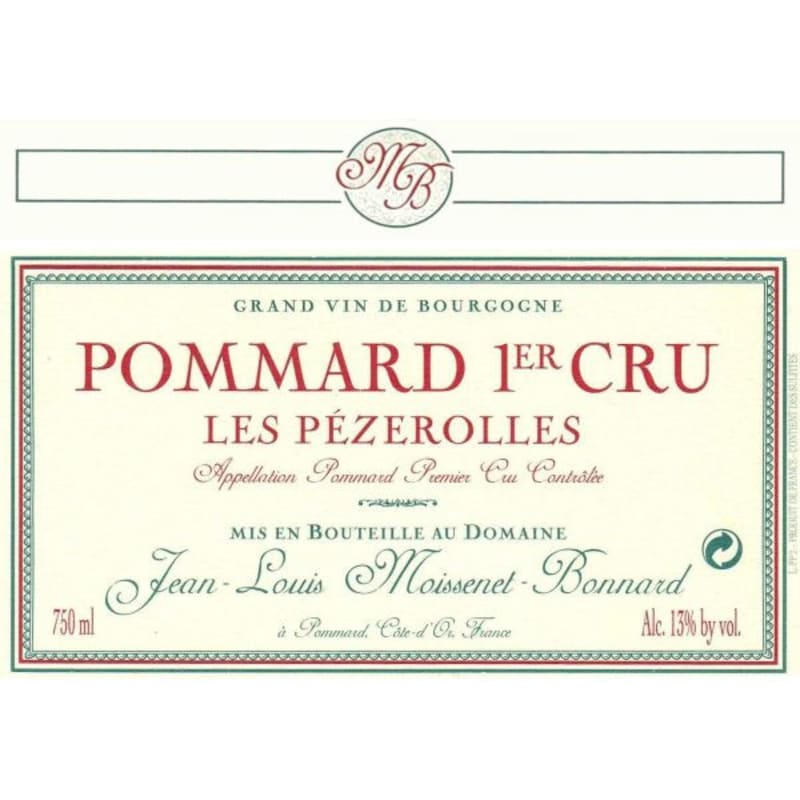 Domaine Moissenet Bonnard Pommard Les Pezerolles Premier CRU 2010 Front Label