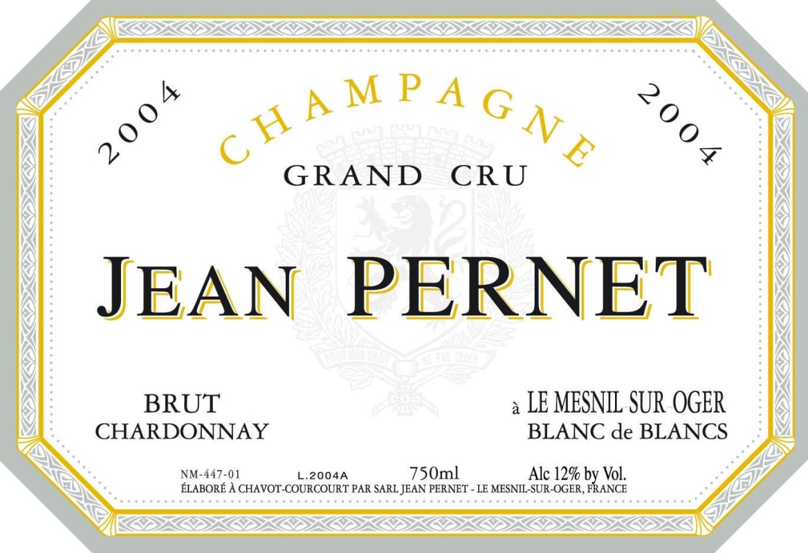 Champagne Jean Pernet Champagne Grand Cru Brut Chardonnay 2004 Front Label