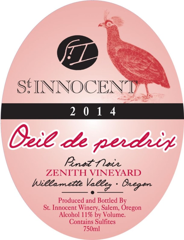 St. Innocent Zenith Vineyard Oeil de Perdrix Pinot Noir 2014 Front Label