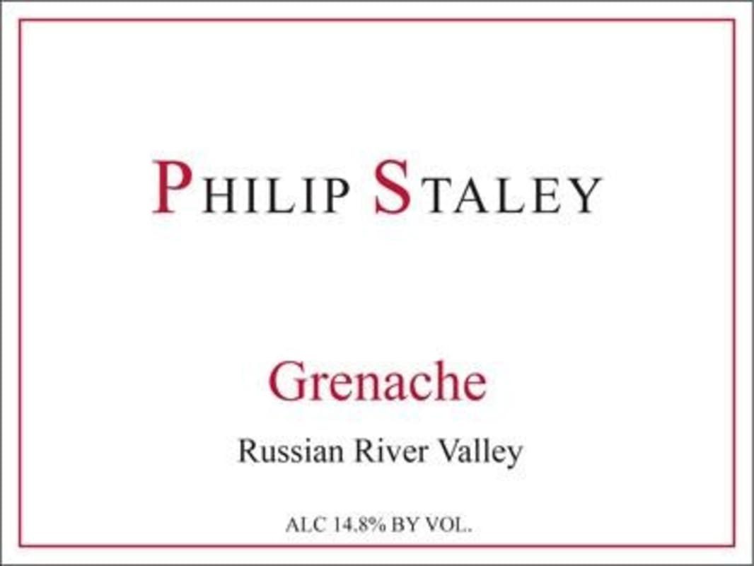 Philip Staley Grenache 2012 Front Label