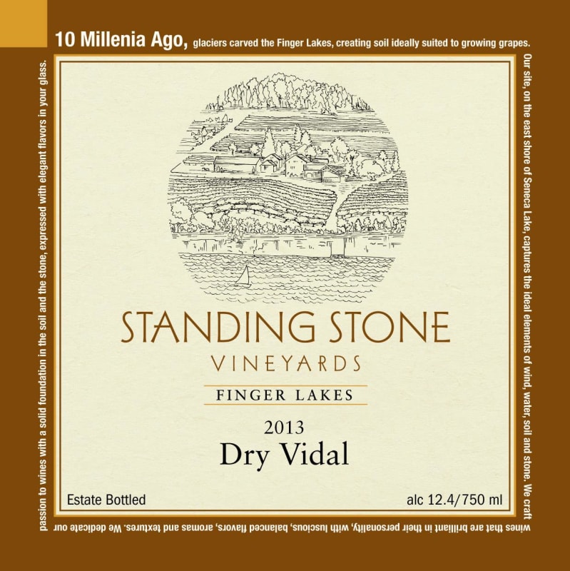 Standing Stone Vineyards Dry Vidal 2013 Front Label
