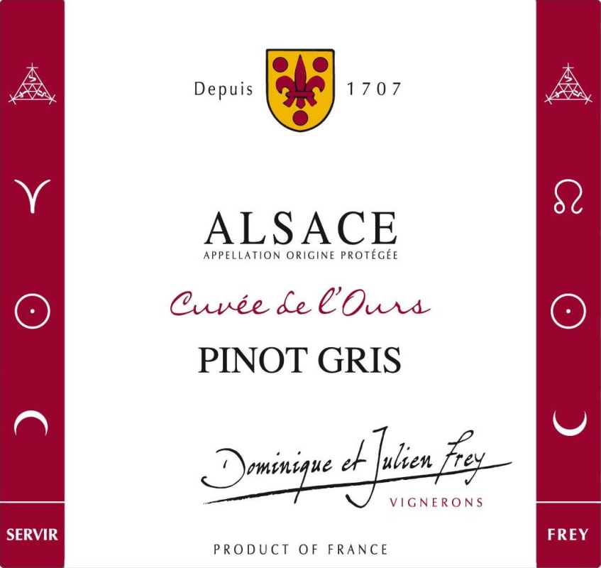Charles et Dominique Frey Alsace Cuvee de L'Ours Pinot Gris 2012 Front Label