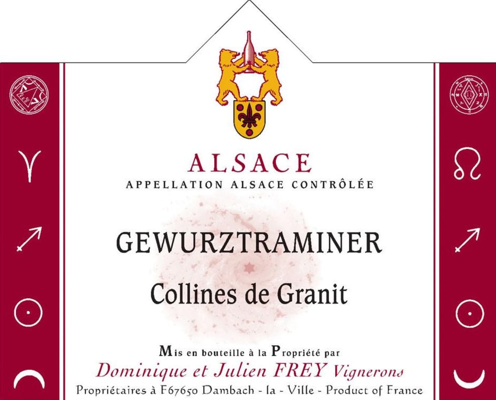 Charles et Dominique Frey Alsace Collines de Granit Gewurztraminer 2012 Front Label