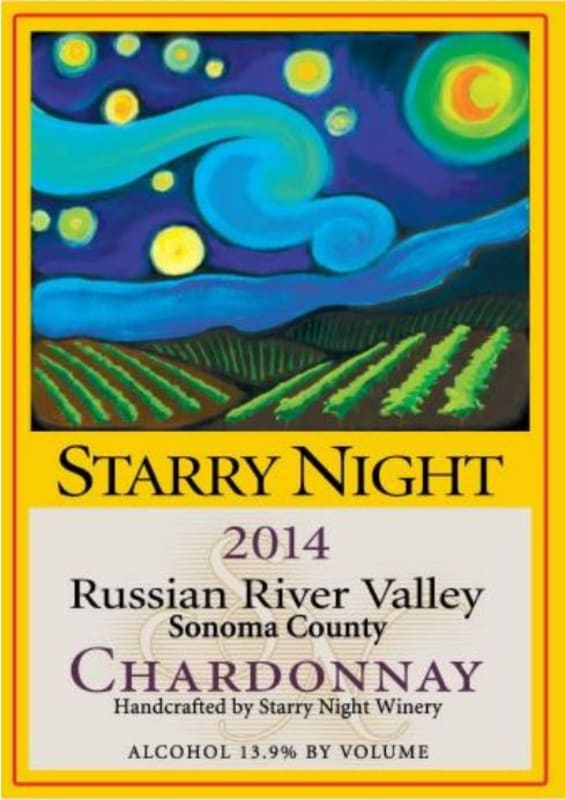 Starry Night Winery Russian River Valley Chardonnay 2014 Front Label