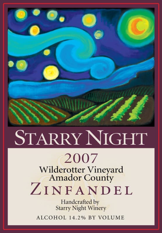 Starry Night Winery Wilderotter Vineyard Zinfandel 2007 Front Label