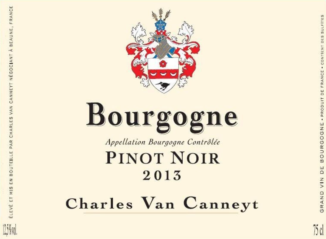 Charles Van Canneyt Bourgogne Pinot Noir 2013 Front Label