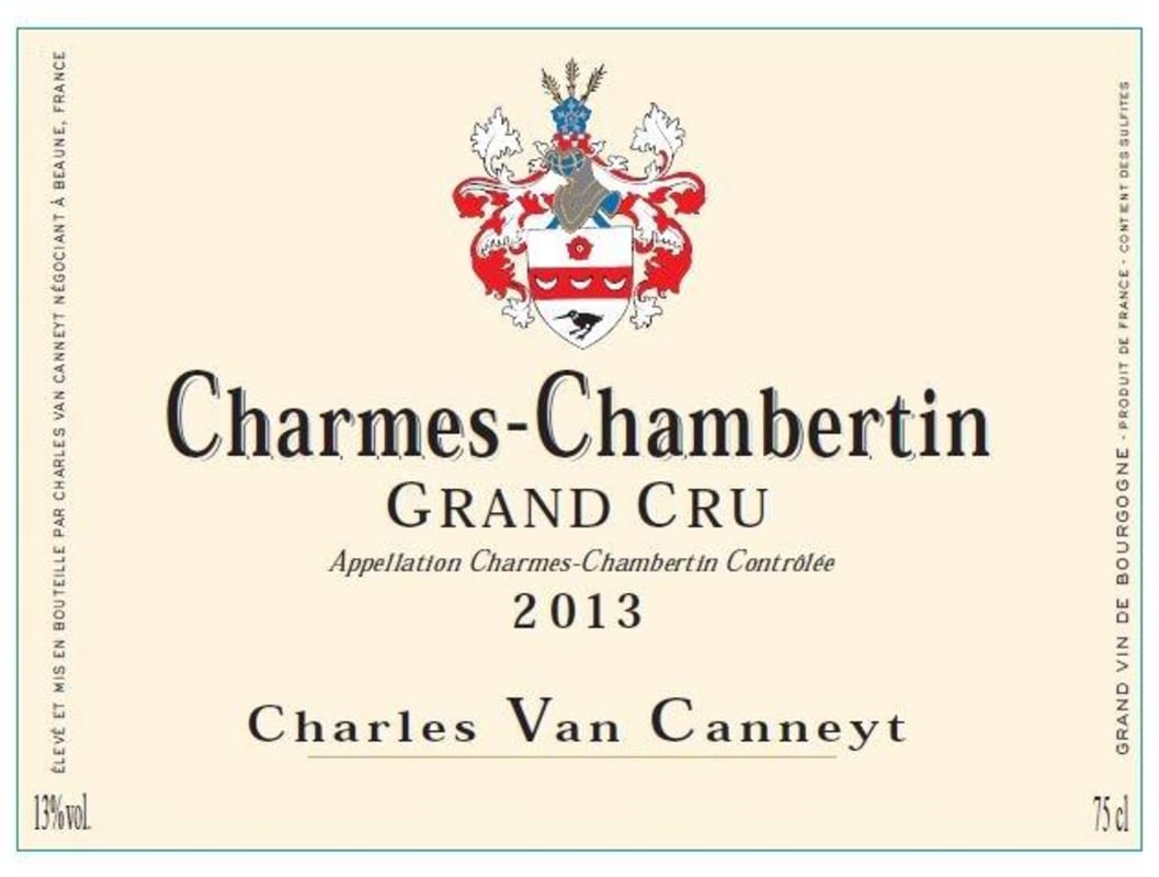 Charles Van Canneyt Charmes-Chambertin Grand Cru 2013 Front Label