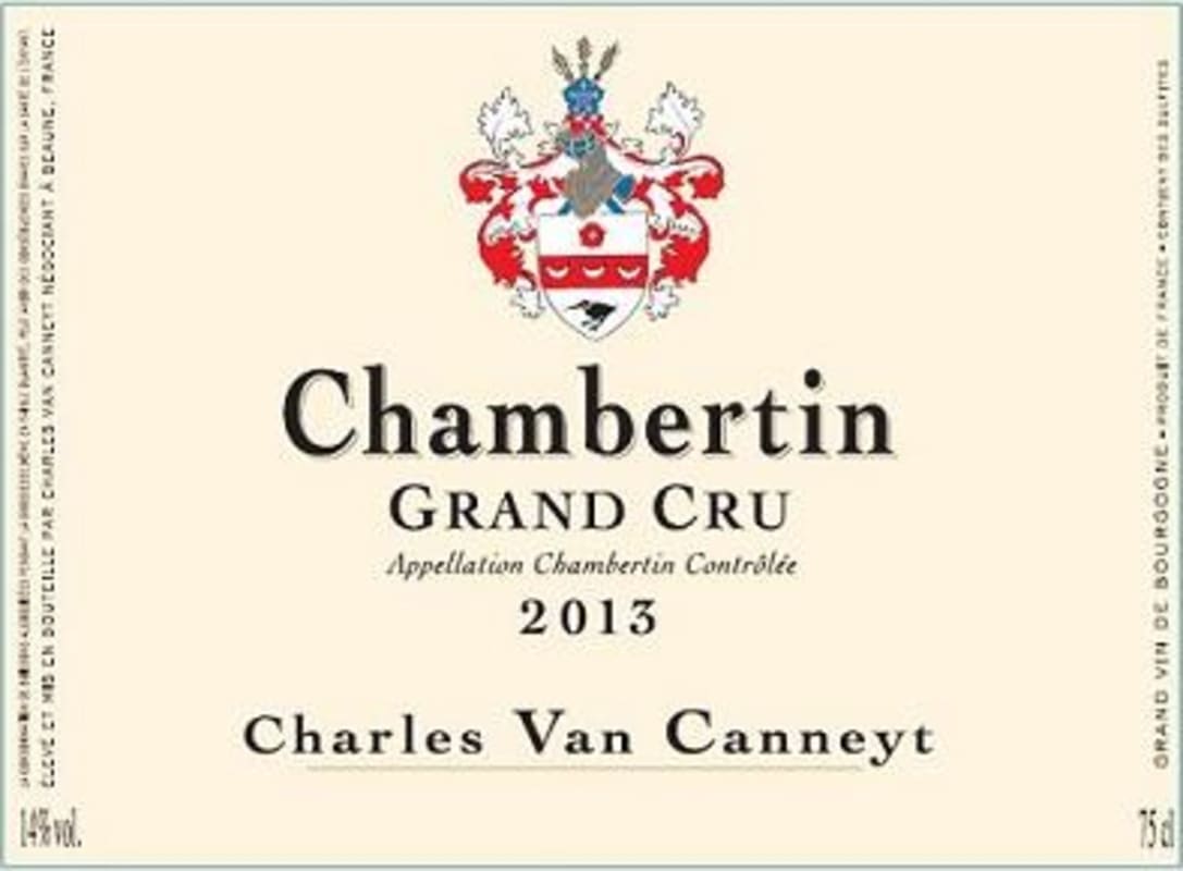 Charles Van Canneyt Chambertin Grand Cru 2013 Front Label