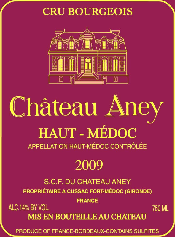 Chateau Aney Haut-Medoc Cru Bourgeois 2009 Front Label