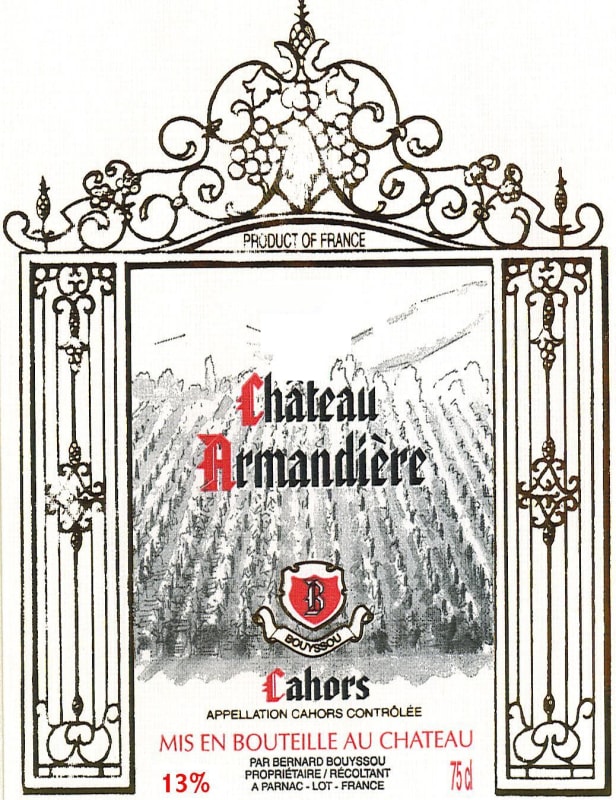 Chateau Armandiere Cahors 2012 Front Label