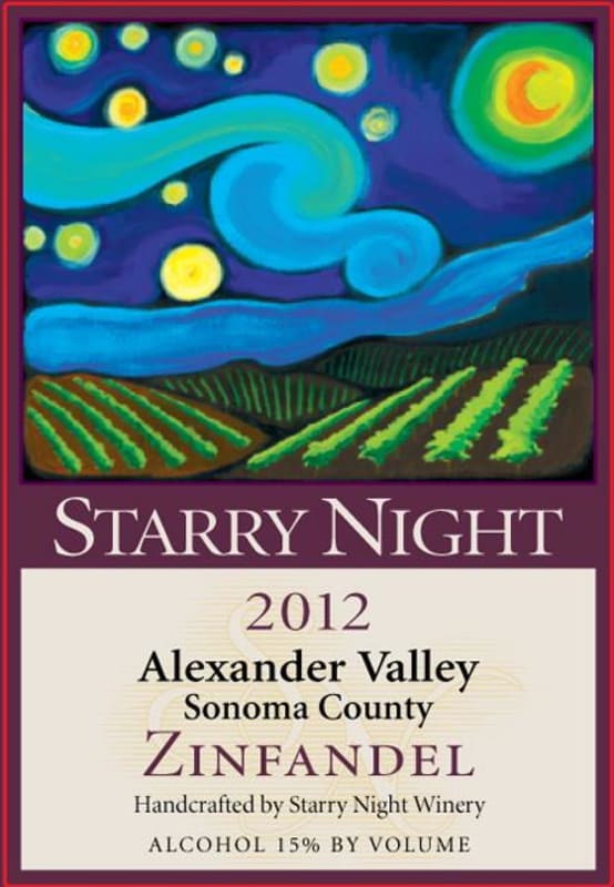 Starry Night Winery Alexander Valley Zinfandel 2012 Front Label
