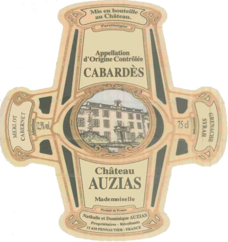 Chateau Auzias Cabardes Mademoiselle 2011 Front Label